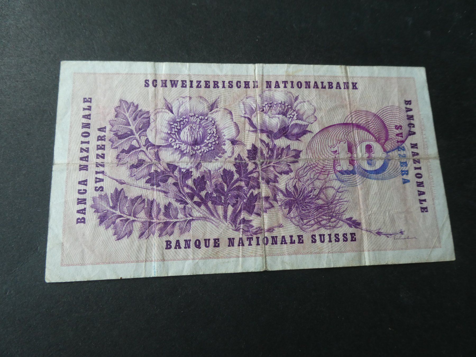 Banconote: Schweiz 1959,  10 Franken – Usato da Hinterforst venduto da Rohusri 1