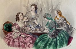 🟡antiker Stich mit Mode aus vergangenen Zeiten 1854