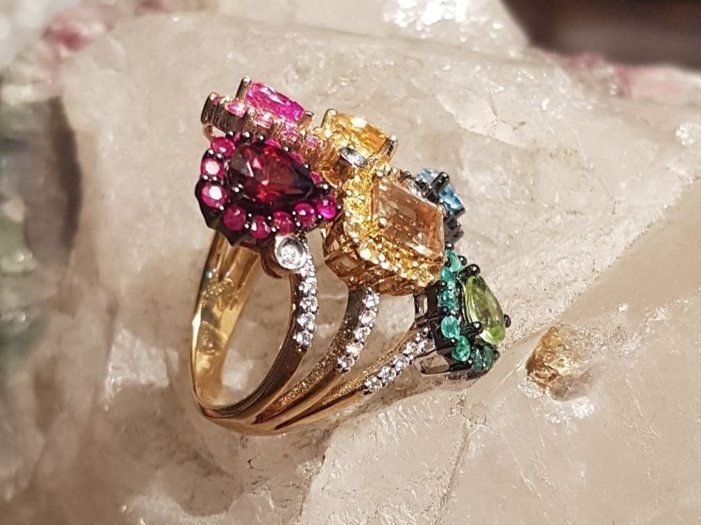 Ringe: Juwelen - RING mit vielen Edelsteinen – Neu (gemäss Beschreibung) aus Unterägeri von Altgoldschmuck