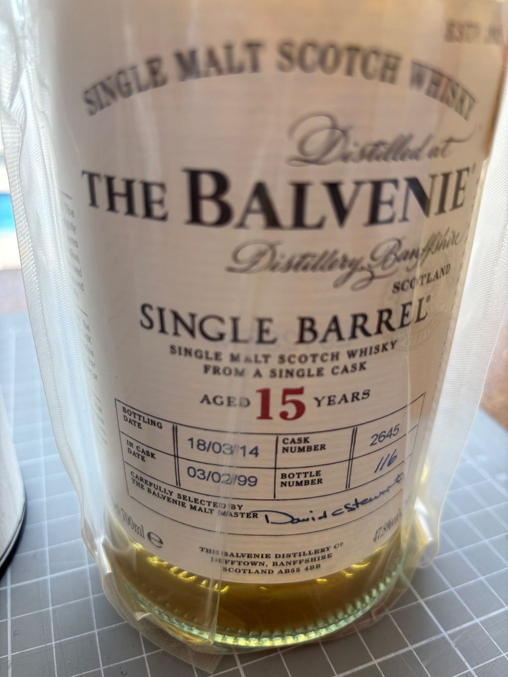 Balvenie Bevande alcoliche: Balvenie 15 Years Single Barrel Cask – Nuovo e nell'imballaggio originale da Flawil venduto da Pirar 1