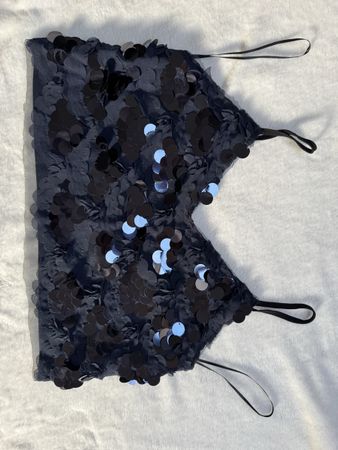 Top elegante con paillettes blu notte - Taglia S/36