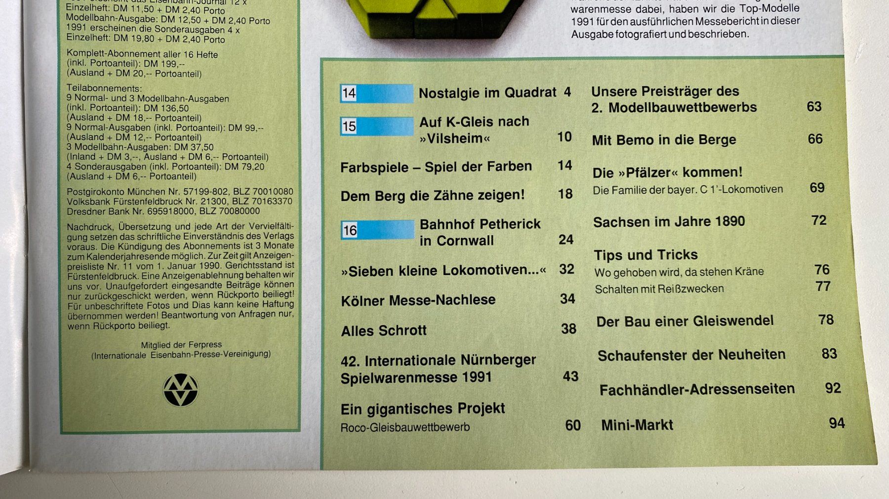 Riviste & Magazine: Eisenbahn Journal - 3 Hefte - 3+6+9/1991 – Nuovo (secondo la descrizione) da Hünenberg venduto da Ecila 6