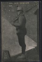Schweizer Soldat in Uniform auf Wachtpos