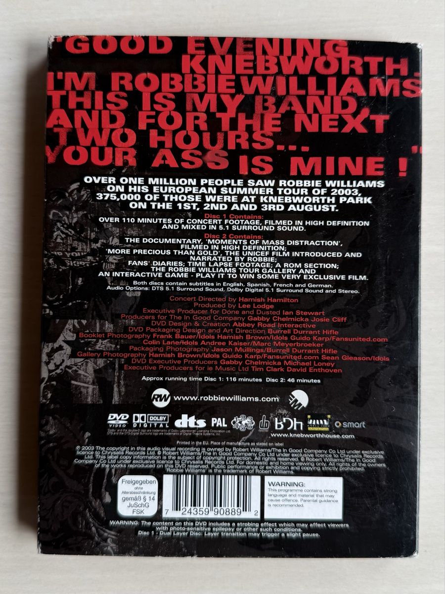 Tutti i DVDs: Robbie Williams Live at Knebworth 2DVD – Usato da Oberried Brienz venduto da Chyara 1