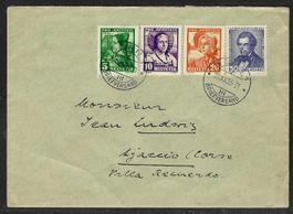 1935, J73-76, Serie auf Brief gestempelt BERN (15766)