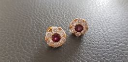 Blumen Ohrstecker granat