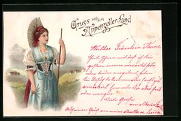 Litho Hübsche Frau aus Appenzeller-Land