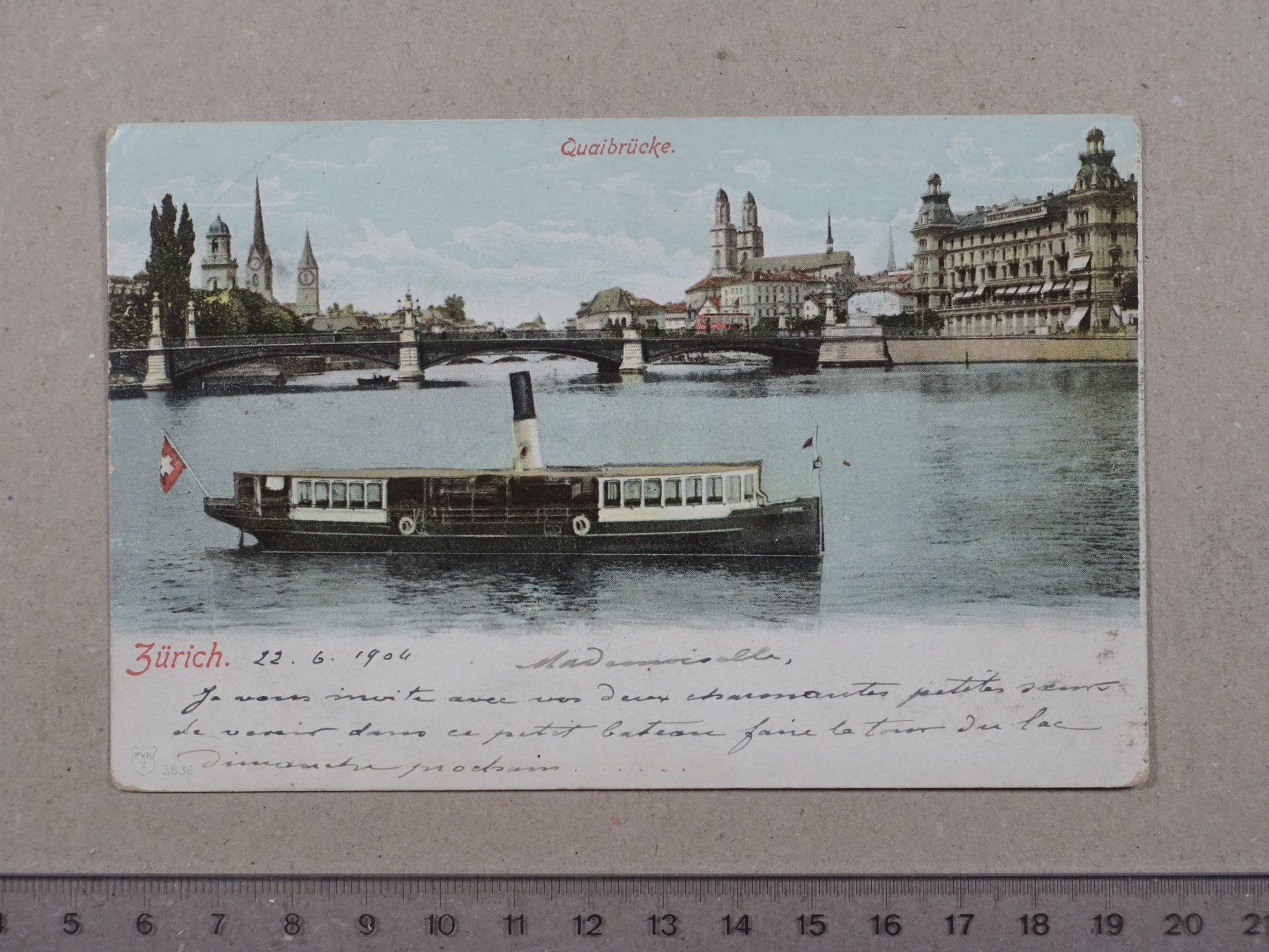 Ansichtskarten: Zürich, 1904, Schiff, Quaibrücke – Gebraucht aus Lenzburg von fh1