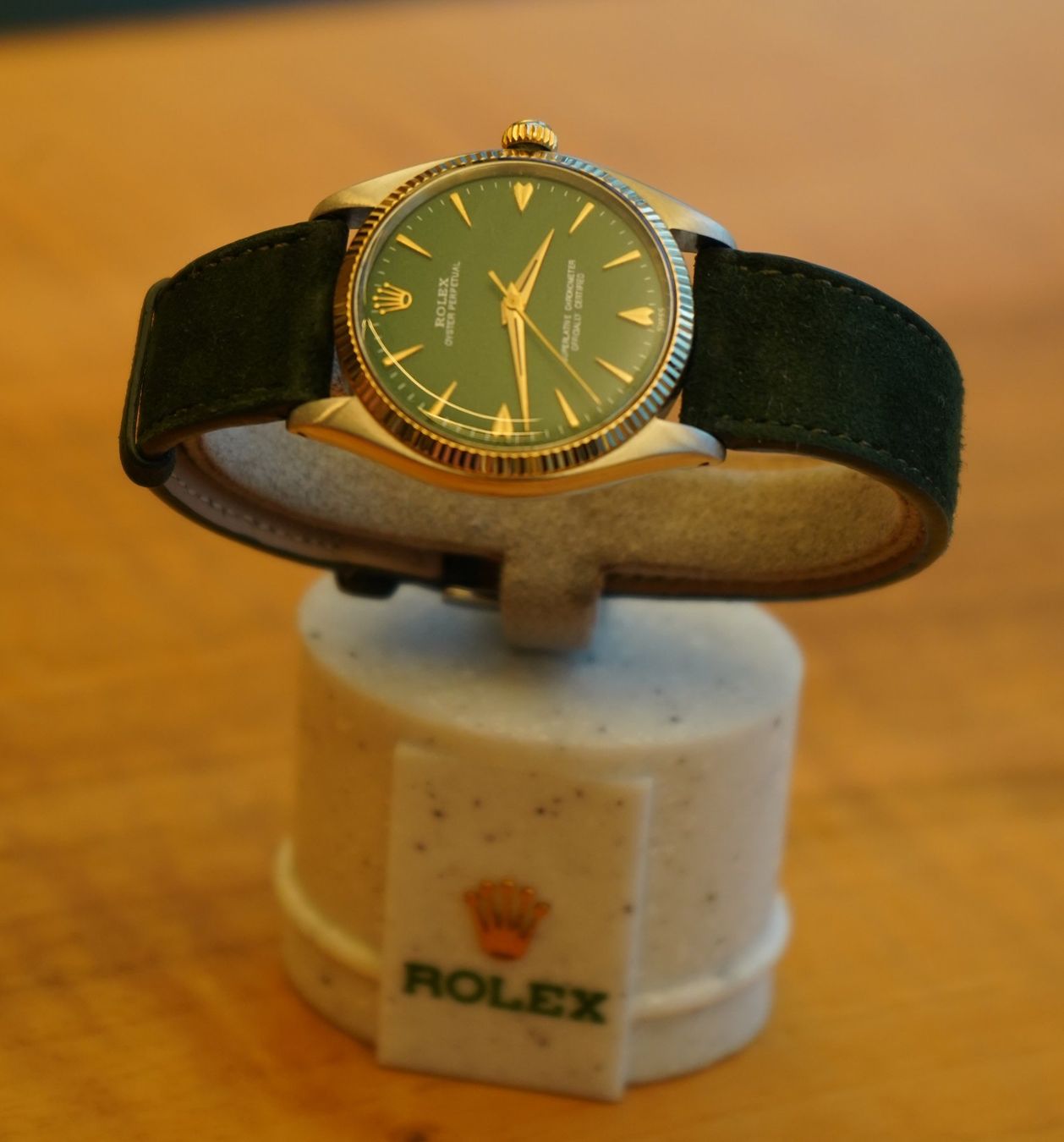 Rolex Uhren: Rolex - Oyster Perpetual - Green Dial -  Men - 1960 – Gebraucht aus Zürich von MatthiasBruetsch