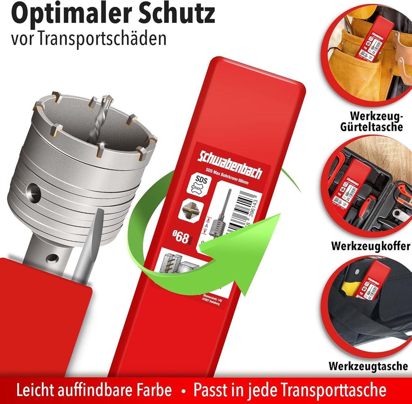Tutti gli attrezzi: SDS Max Bohrkrone 68mm Beton Steckdose – Nuovo e nell'imballaggio originale da Suhr venduto da SchnapperCH 6