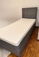 Modernes Boxspringbett grau 90x200cm mit LED Beleuchtung