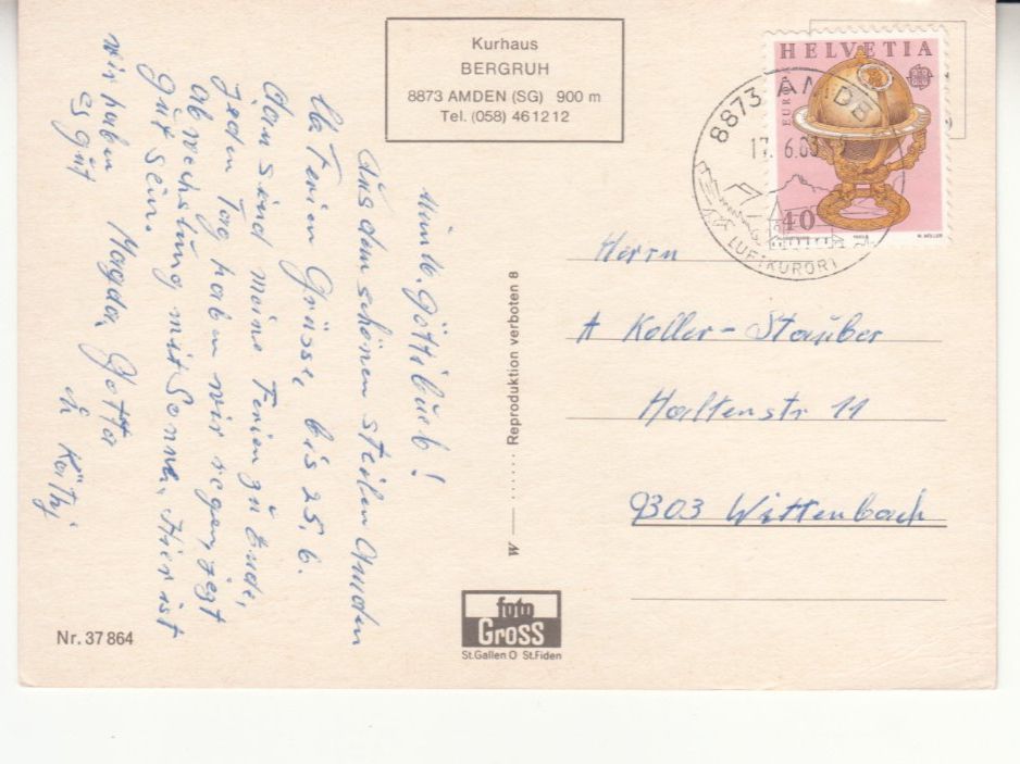 Cartoline postali: Amden Bergruh 1983 – Usato da Bürglen TG venduto da StampGraf 1