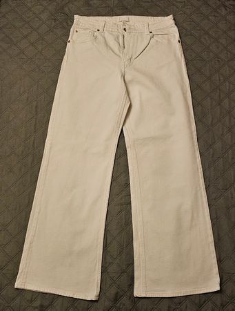 H&M Wide Leg Jeans Weiss Gr. 42 High Waist Denim Hose