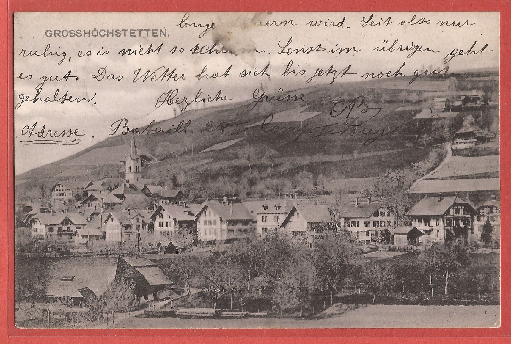 Ansichtskarten: Grosshöchstetten - 1909 – Gebraucht aus Fislisbach von Porano