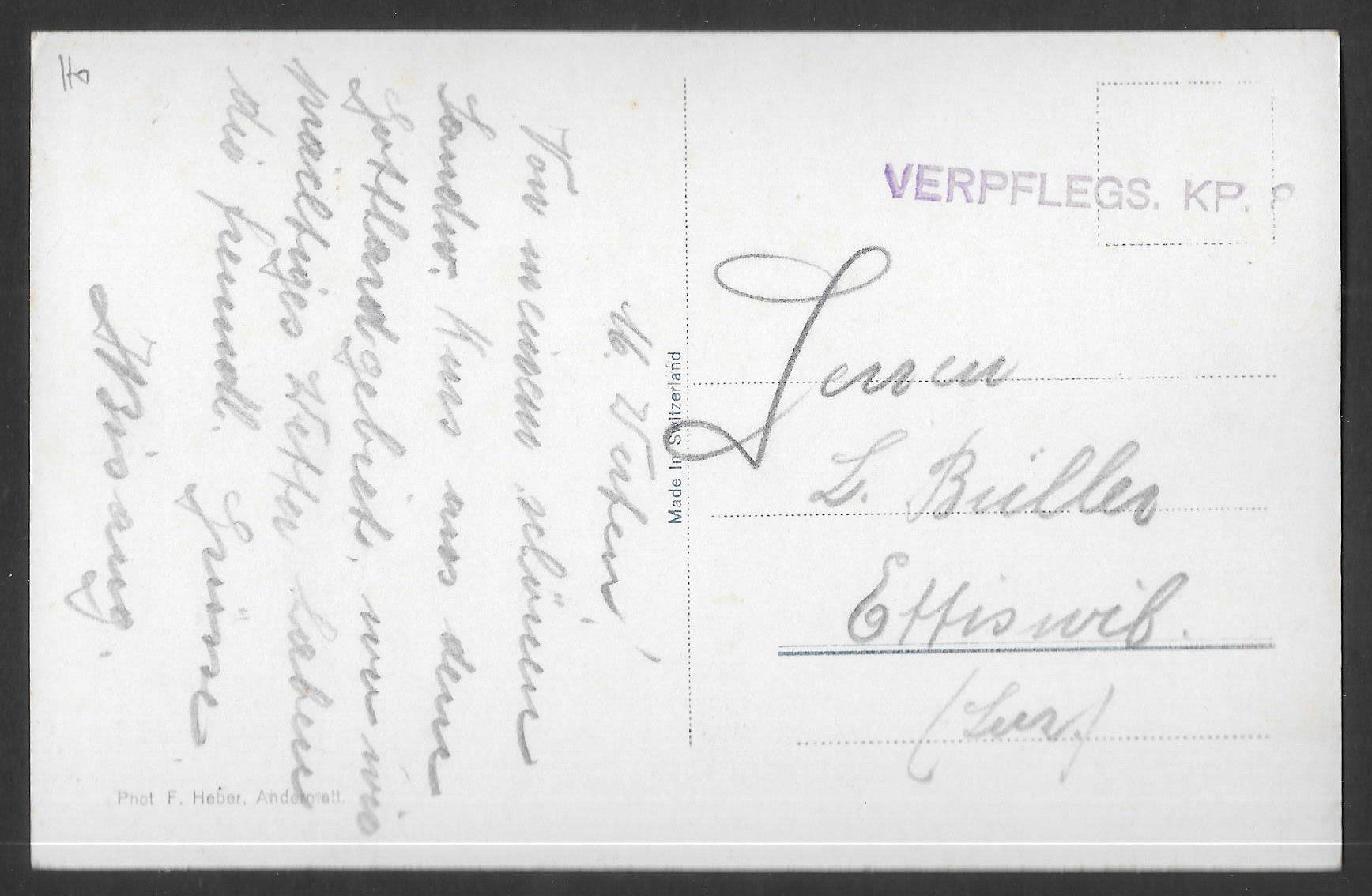 Cartoline postali: Andermatt Kaserne mit Stempel VERPFLEGS. KP. 8 – Usato da Olten venduto da clotaldi 1