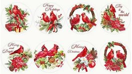 100 Stück schöne Weihnachten Aufkleber Kardinalvogel, 2.5 cm