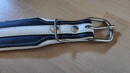 Hundehalsband Leder schwarz-weiss 51 - 61cm neuwertig