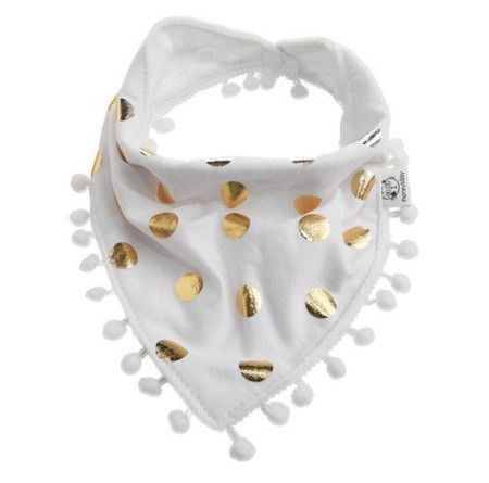 NEUES Baumwoll Lätzli weiss-gold Polka dot - 803006