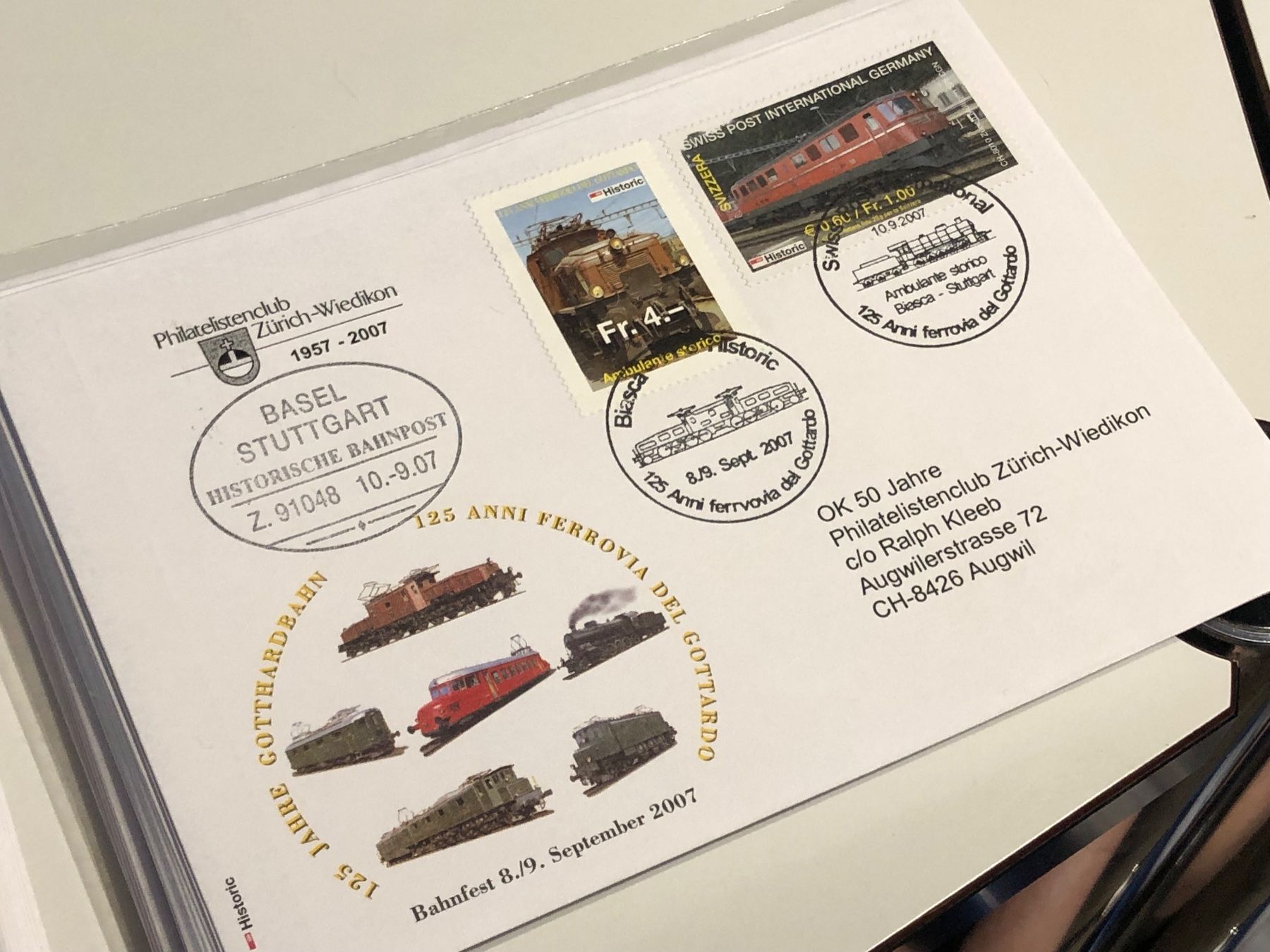 Alle Briefmarken: 1 verbotener GOTTHARD-BAHNBRIEF  von 2007 – Gebraucht aus Lufingen von Rac0 2