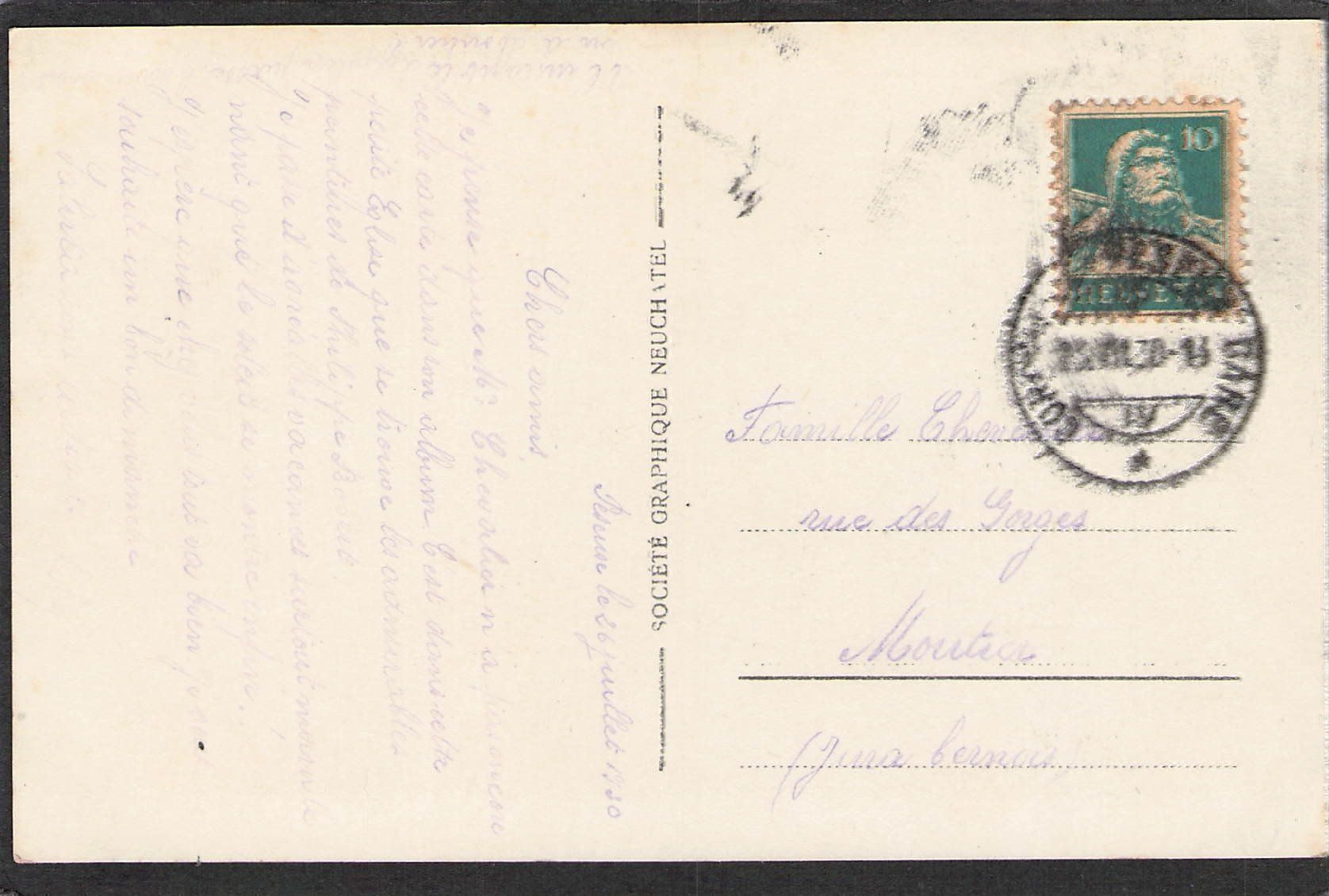 Cartoline postali: - Corcelles , L'église , 1930 – Usato da Reichenburg venduto da Pipo-67 1