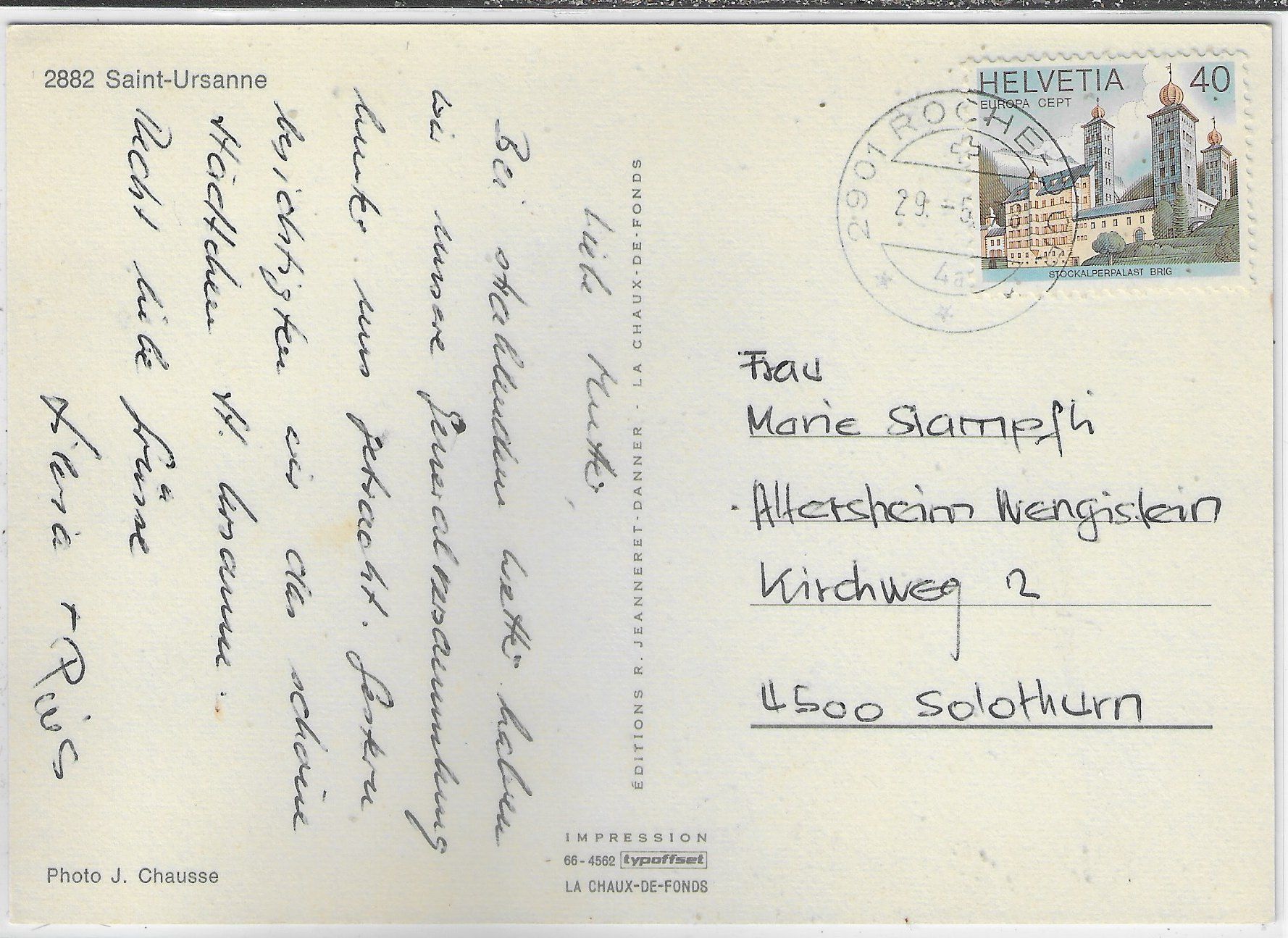 Cartoline postali: Saint-Ursanne - Vue generale – Usato da Ettingen venduto da Kartenplanet 1