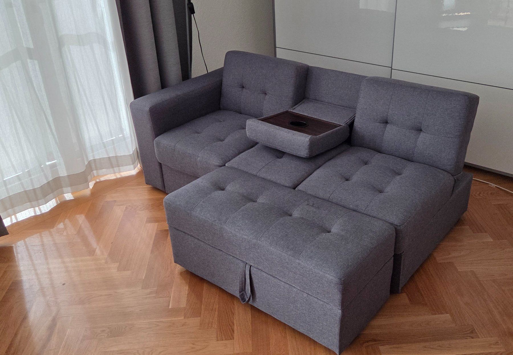 Divani: Schlafsofa grau mit Bettkasten und Ottomane – Usato da Horgen venduto da qui_c8w2 1