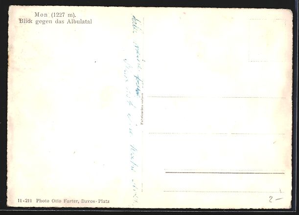 Cartoline postali: AK Mon, Blick gegen das Albulathal – Usato da Berlin venduto da bartko-reher 1