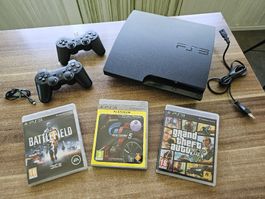 Playstation 3 mit 2 Controller + 3 Spiele! Top!