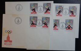 Belize Kat. 432-439 B gest. auf Brief 1979 Kat. 80 Euro