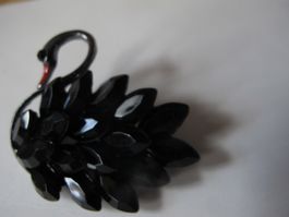 Elegante Brosche Schwarzer Schwan Strass