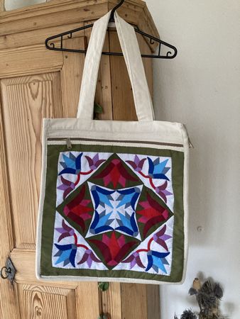 Grosse Canvas Tasche Quilt handmade