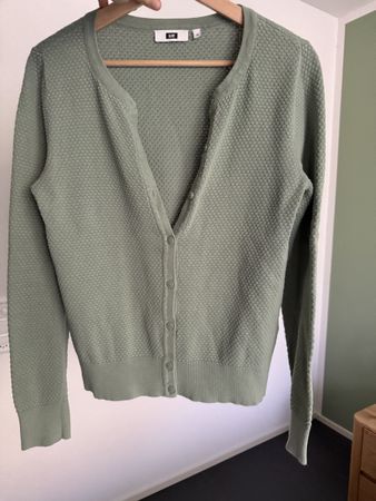 Cardigan WE Fashion Green Cotton Textured Size M