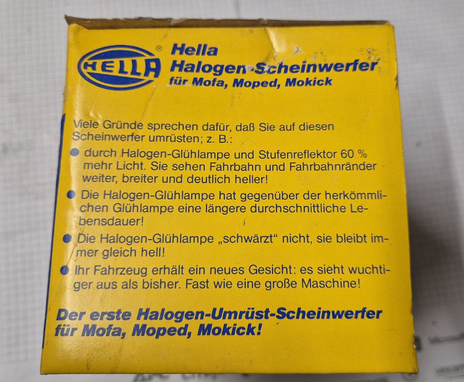 Lampade: Halogen Scheinwerfer Hella Töffli Sachs Puch Moped – Nuovo e nell'imballaggio originale da Hedingen venduto da Zwackul 1