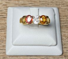 Gelber Saphir + Weisstopas 💎✨ Silber 925 Ring vergoldet