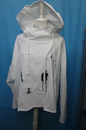CHALONA KAPUZENSHIRT GR XL WEISS MIT DRUCK NEU OHNE ETIKETT
