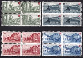 Viererblockserie Pro Patria 1948 B38 - B41 ** 30.11.1948