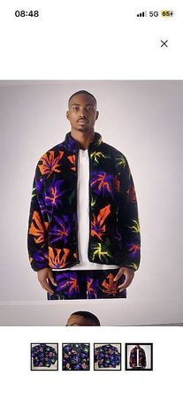 HUF LOWELL JACQUARD SHERPA FULL-ZIP FLEECE