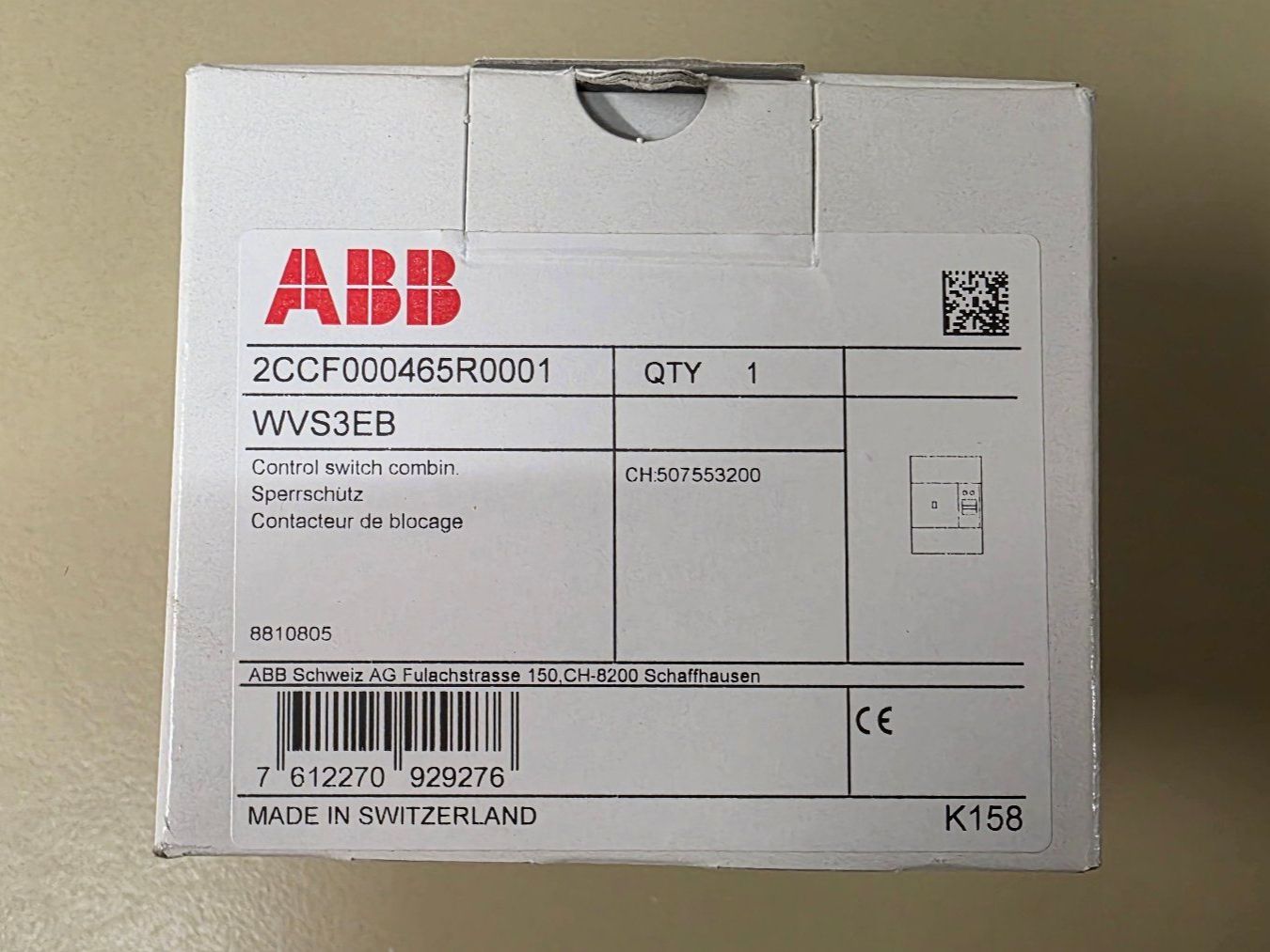 ABB Schalter: ABB Sperrschütz WVS3EB Steuerschalter NEU – Neu und originalverpackt aus Boniswil von LakeSide_Boniswil 1