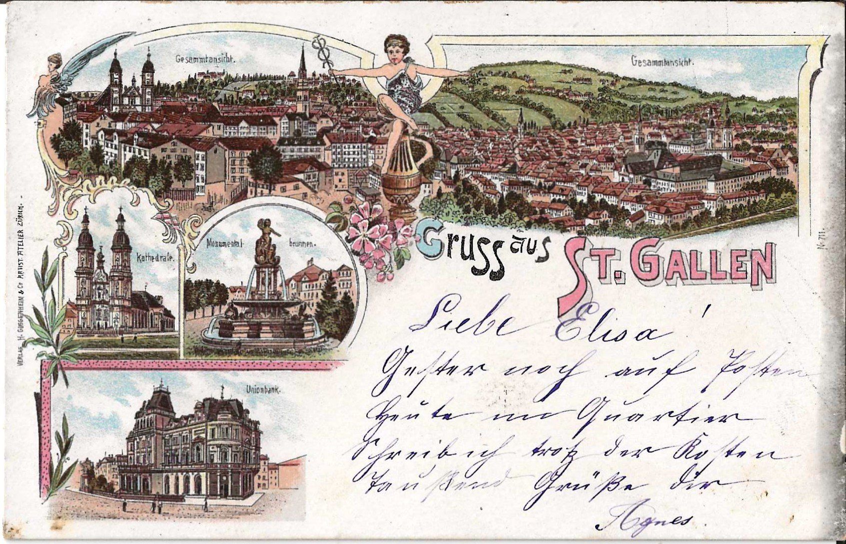 Cartoline postali: Karte St. Gallen 1903 – Usato da Zürich venduto da Philacat11