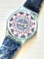 Swatch Uhr, seltenes Modell mit Samtband, Vintage-Stil