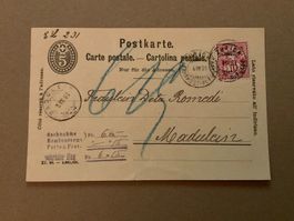 1891, Zunr. 61A, PK 025 Zürich, NN-Postkarte nach Madulein