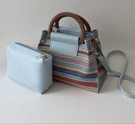 Sac à main estival multicolore avec trousse assortie - Neuf!