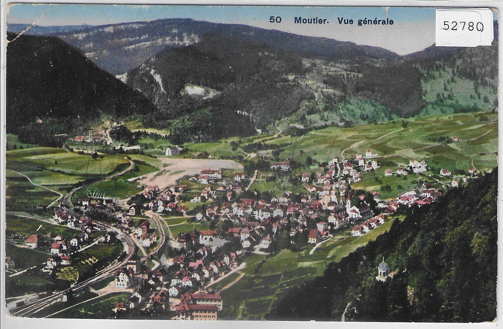 Cartoline postali: Moutier - Vue generale - Litho – Usato da Ettingen venduto da Kartenplanet