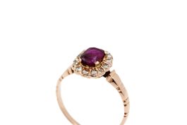 Rubin Diamant Ring 18K Rosegold Vintage *S3504