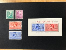 1937, Pro Juventute Serie und Block J83I/J84I  ** mit Abart