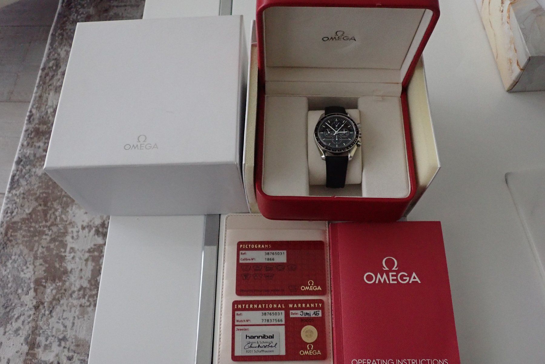 Omega Orologi: OMEGA SPEEDMASTER MOONWATCH CHRONOGRAPH  MOONPHASE HANDAUZUG – Usato da Wohlen AG venduto da kingwatcheshere 6