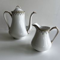 French Porcelain Coffee/Tea Pot & Creamer / Napoleon 3