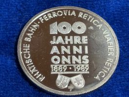 Gedenkmünze Rhätische Bahn 100 Jahre 1889-1989 gebraucht