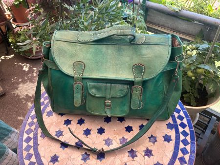 Reisetasche grün aus echtem Leder aus Marokko