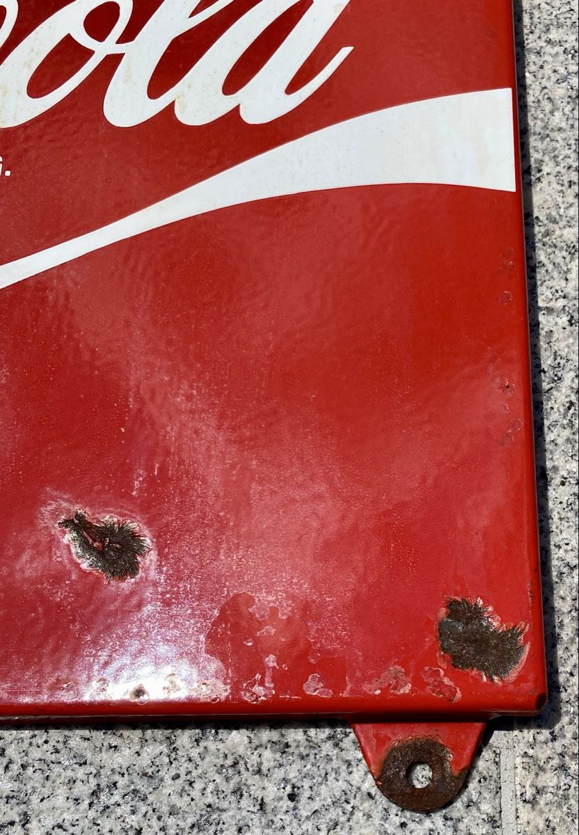 Coca-Cola Schilder: Coca-Cola Emaille-Schild – Gebraucht aus Rotkreuz von Once0 4